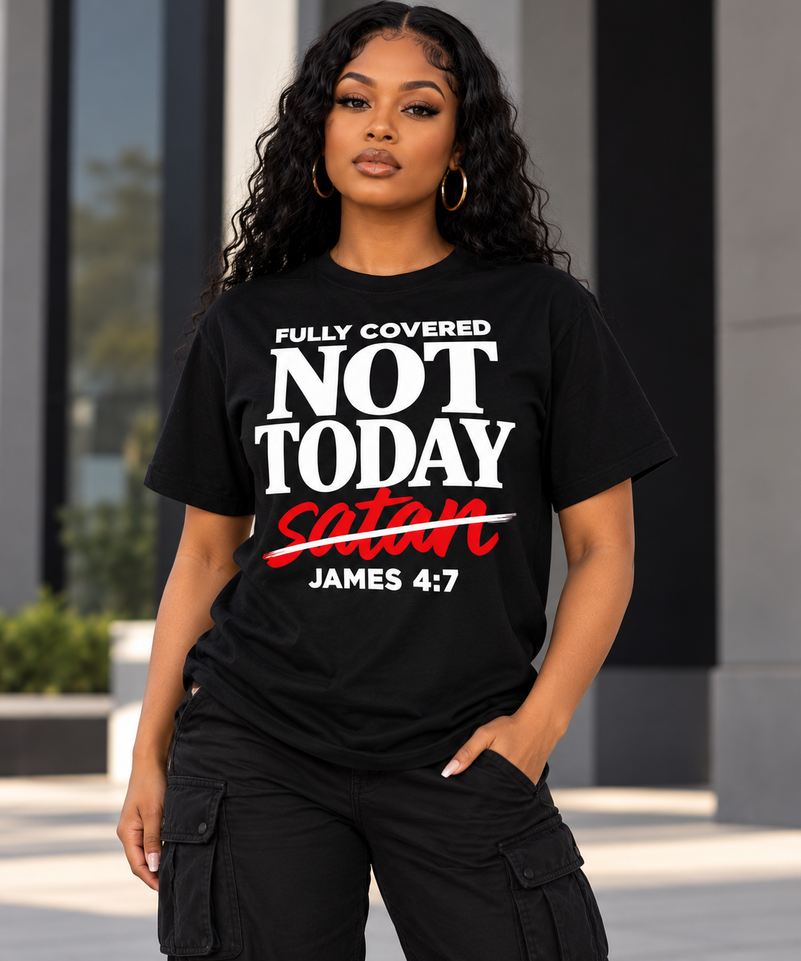 Fully Covered Not Today Satan Christian Unisex Graphic T Shirt